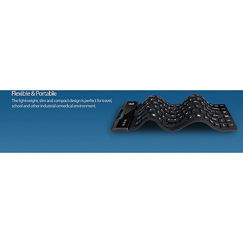 Adesso AKB-212UB Antimicrobial Waterproof Flex Keyboard – Mini USB Keyboard