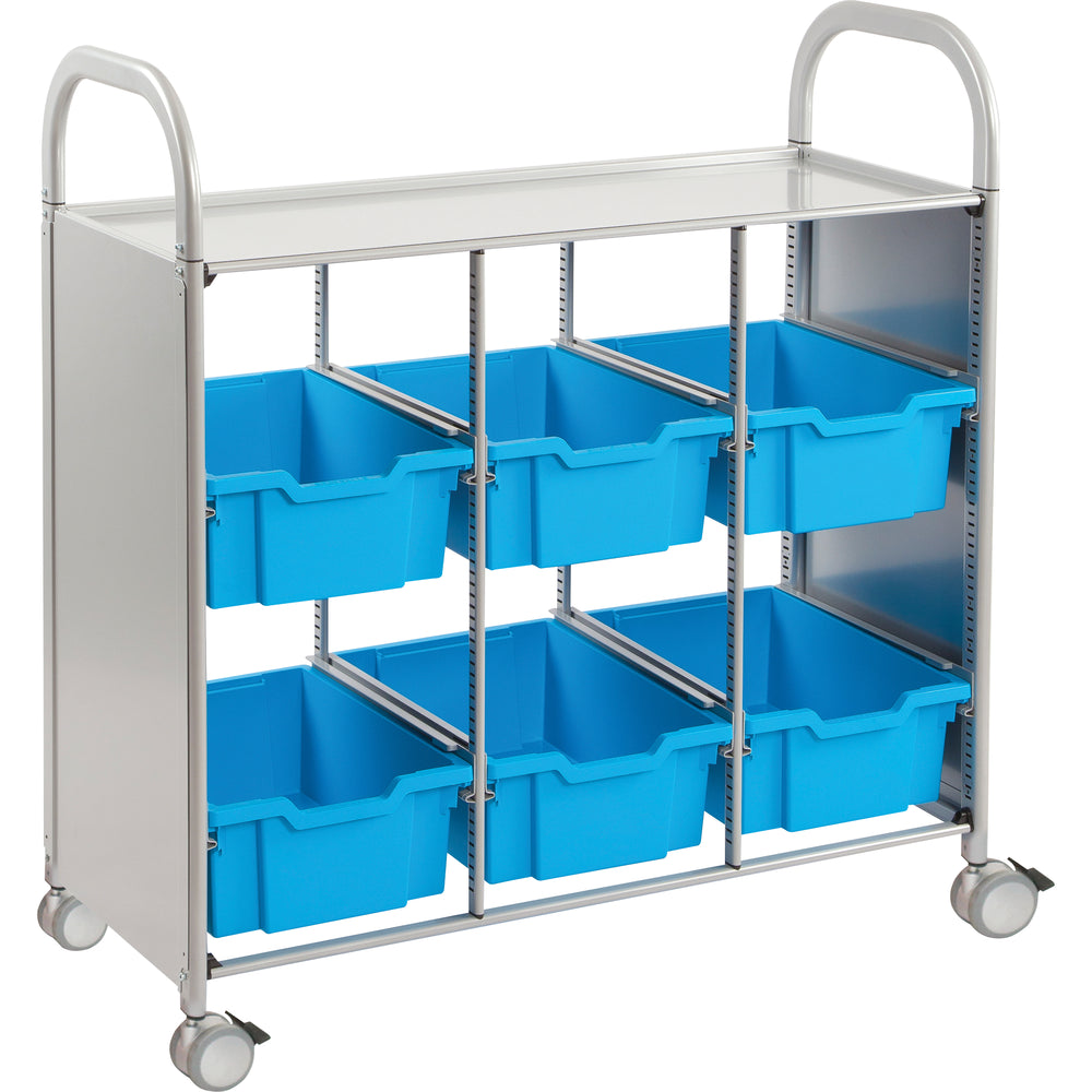 Gratnells Callero Plus Library Cart with 6 Deep Cyan Blue Trays