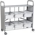 Gratnells Callero Plus Library Cart with 6 Deep Light Gray Trays