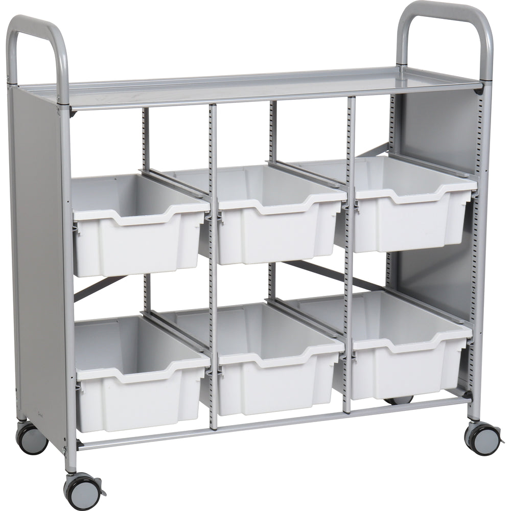 Gratnells Callero Plus Library Cart with 6 Deep Light Gray Trays