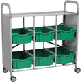Gratnells Callero Plus Library Cart with 6 Deep Grass Green Trays