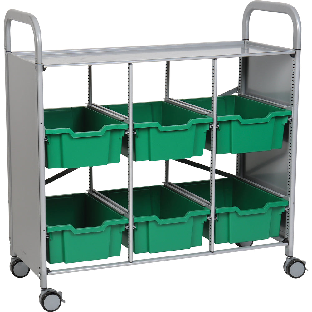 Gratnells Callero Plus Library Cart with 6 Deep Grass Green Trays