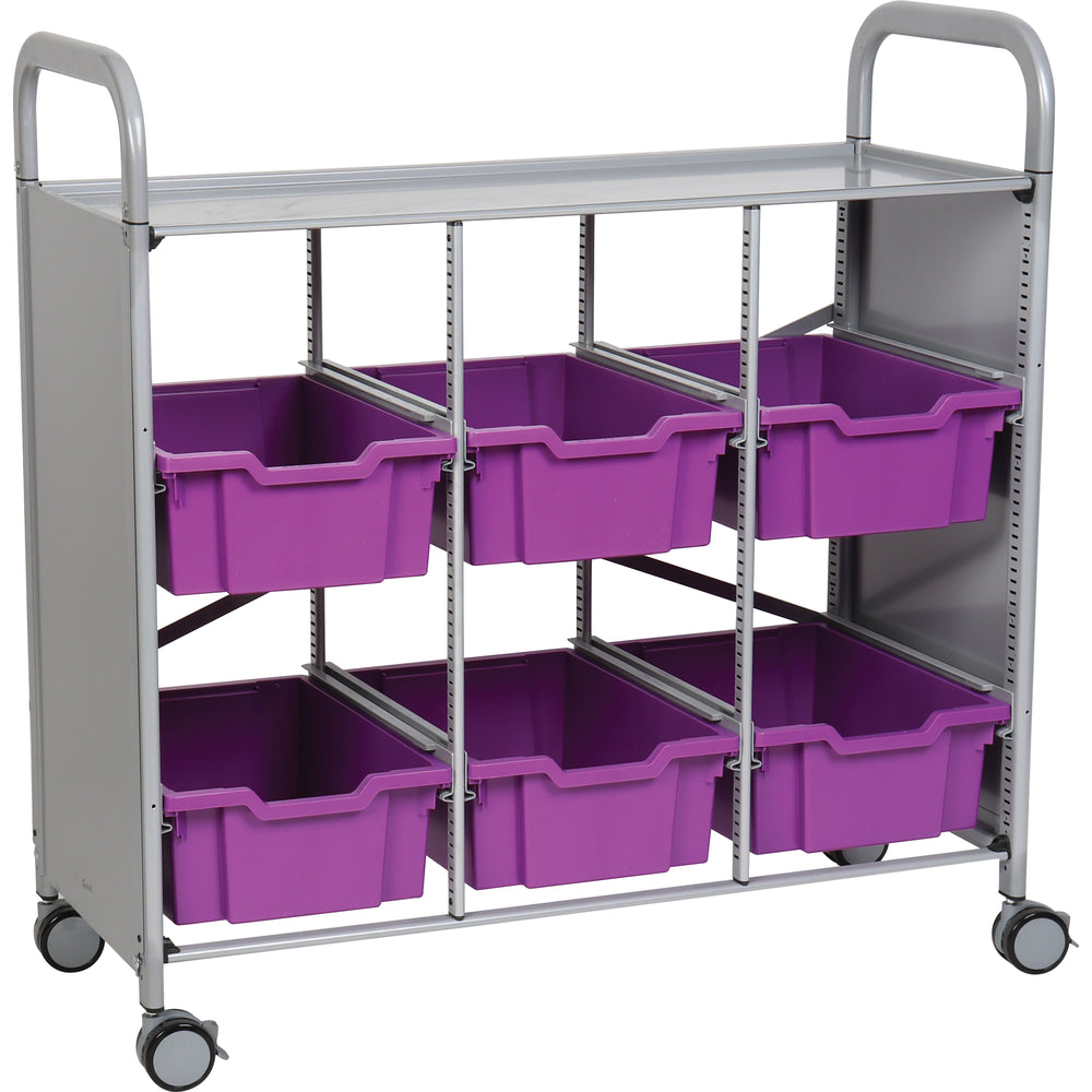 Gratnells Callero Plus Library Cart with 6 Deep Plum Purple Trays