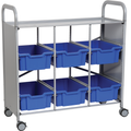 Gratnells Callero Plus Library Cart with 6 Deep Royal Blue Trays