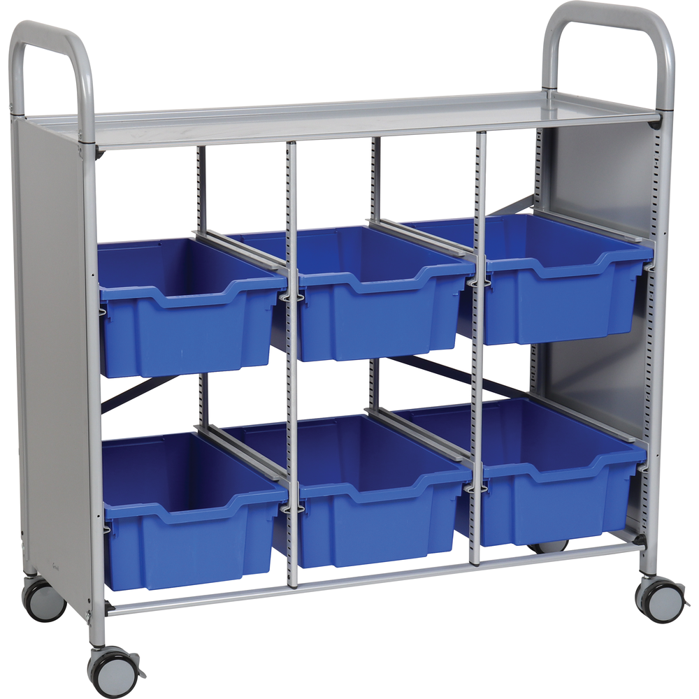 Gratnells Callero Plus Library Cart with 6 Deep Royal Blue Trays