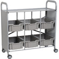 Gratnells Callero Plus Library Cart with 6 Deep Silver Trays