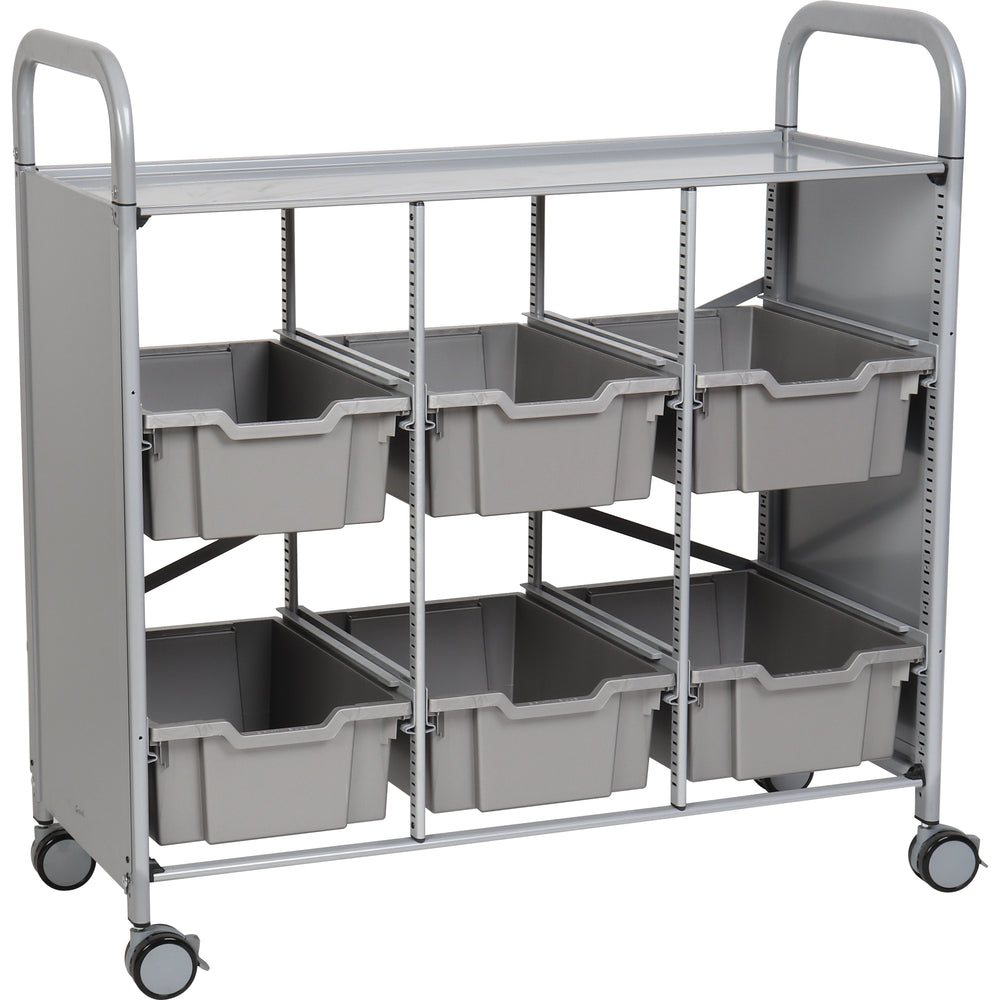 Gratnells Callero Plus Library Cart with 6 Deep Silver Trays
