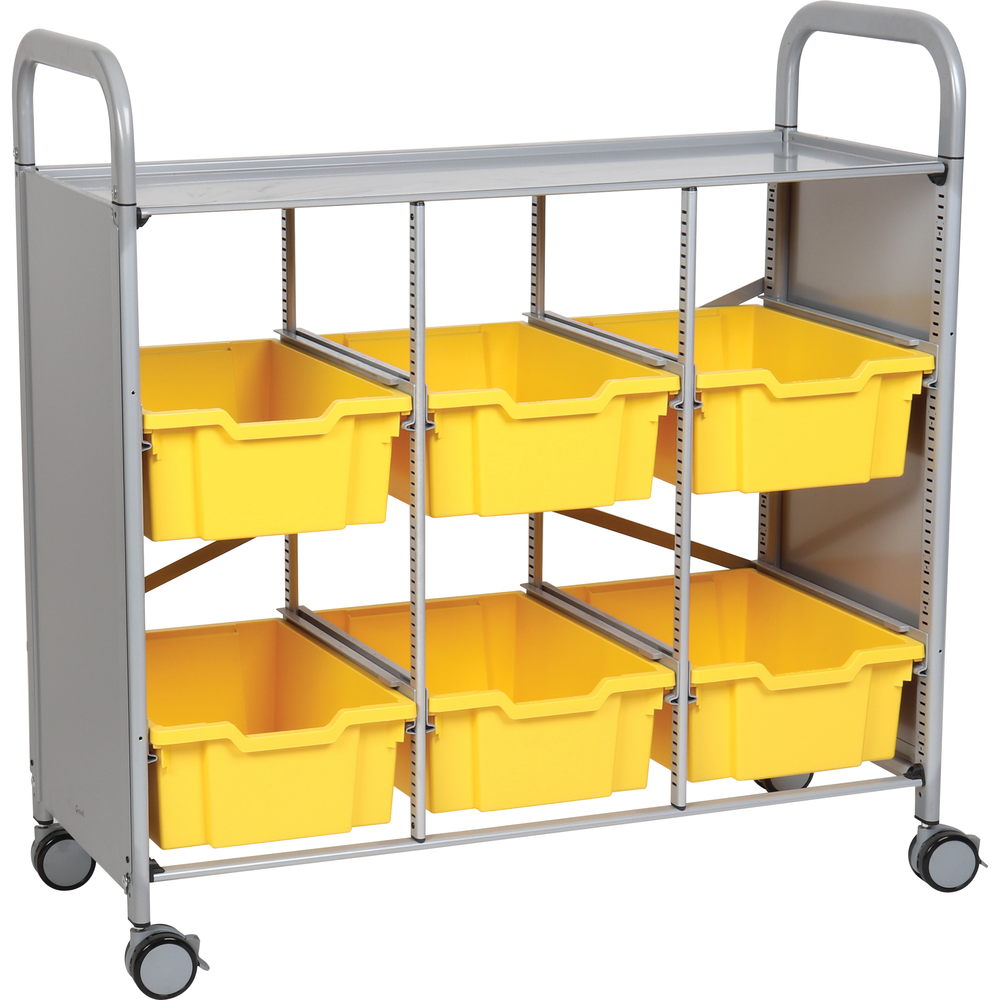 Gratnells Callero Plus Library Cart with 6 Deep Sunshine Yellow Trays