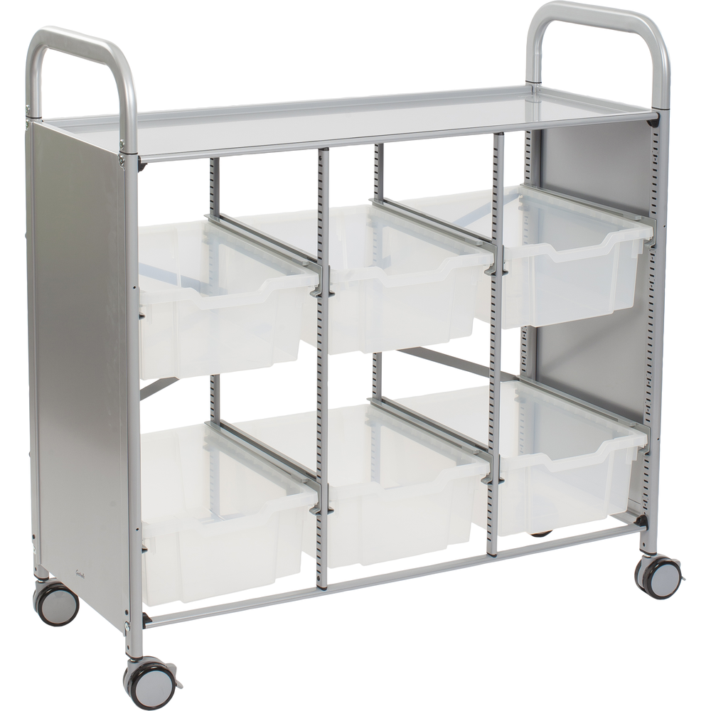 Gratnells Callero Plus Library Cart with 6 Deep Translucent Trays