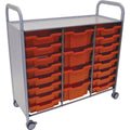 Gratnells Callero Plus Treble Cart with 16 Shallow & 4 Deep Flame Red Trays