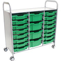 Gratnells Callero Plus Treble Cart with 16 Shallow & 4 Deep Grass Green Trays