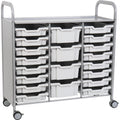 Gratnells Callero Plus Treble Cart with 16 Shallow & 4 Deep Light Gray Trays