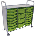 Gratnells Callero Plus Treble Cart with 16 Shallow & 4 Deep Jolly Lime Trays
