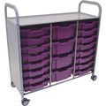 Gratnells Callero Plus Treble Cart with 16 Shallow & 4 Deep Plum Purple Trays