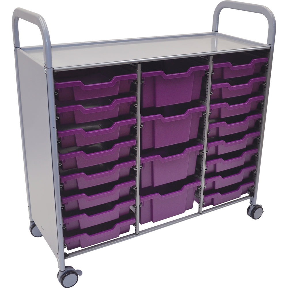 Gratnells Callero Plus Treble Cart with 16 Shallow & 4 Deep Plum Purple Trays