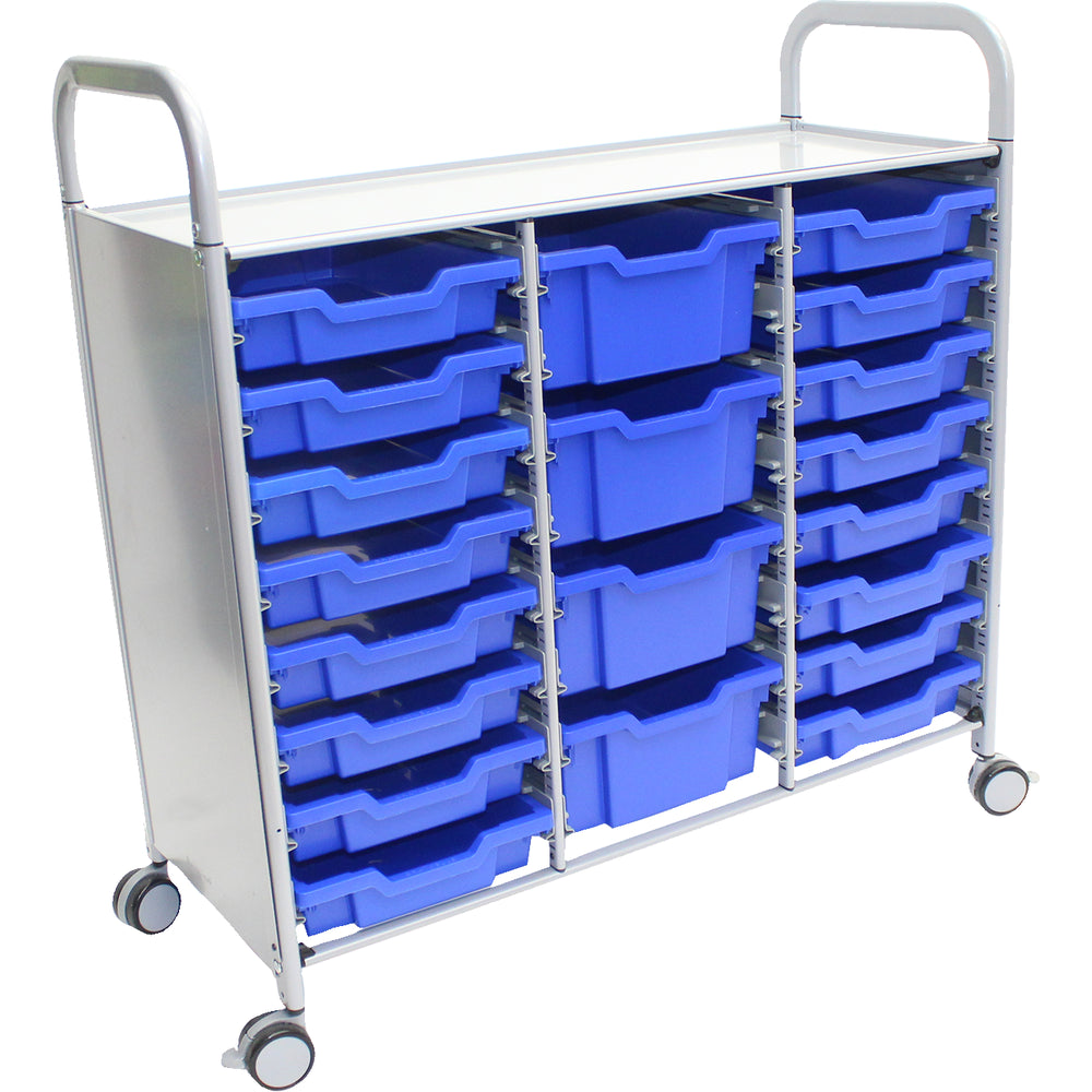 Gratnells Callero Plus Treble Cart with 16 Shallow & 4 Deep Royal Blue Trays