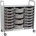 Gratnells Callero Plus Treble Cart with 16 Shallow & 4 Deep Silver Trays