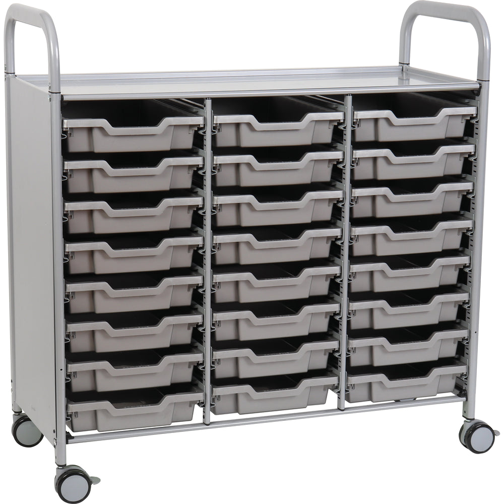 Gratnells Callero Plus Treble Cart with 24 Shallow Silver Trays