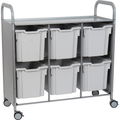 Gratnells Callero Plus Treble Cart with 6 Jumbo Light Gray Trays