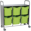 Gratnells Callero Plus Treble Cart with 6 Jumbo Trays – Silver with Jolly Lime Trays