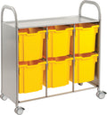 Gratnells Callero Plus Treble Cart with 6 Jumbo Sunshine Yellow Trays – Silver