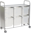 Gratnells Callero Plus Treble Cart with 6 Translucent Jumbo Trays – Silver