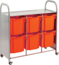 Gratnells Callero Plus Treble Cart with 6 Tropical Orange Jumbo Trays