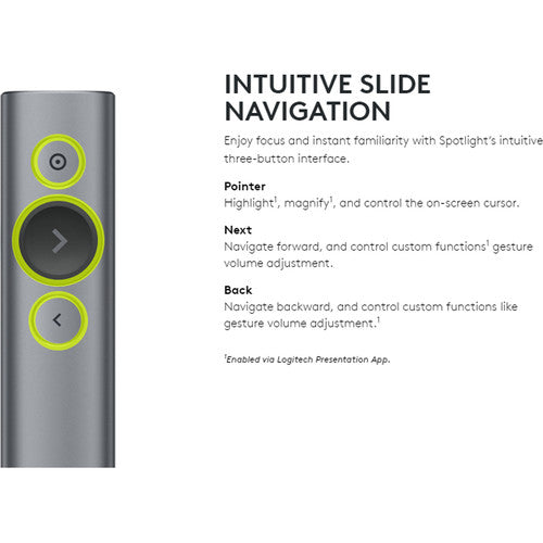 Logitech Spotlight Wireless Presentation Remote - Slate