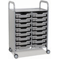 Gratnells Callero Double Column School Activity Cart with 16 Shallow Silver F1 Trays