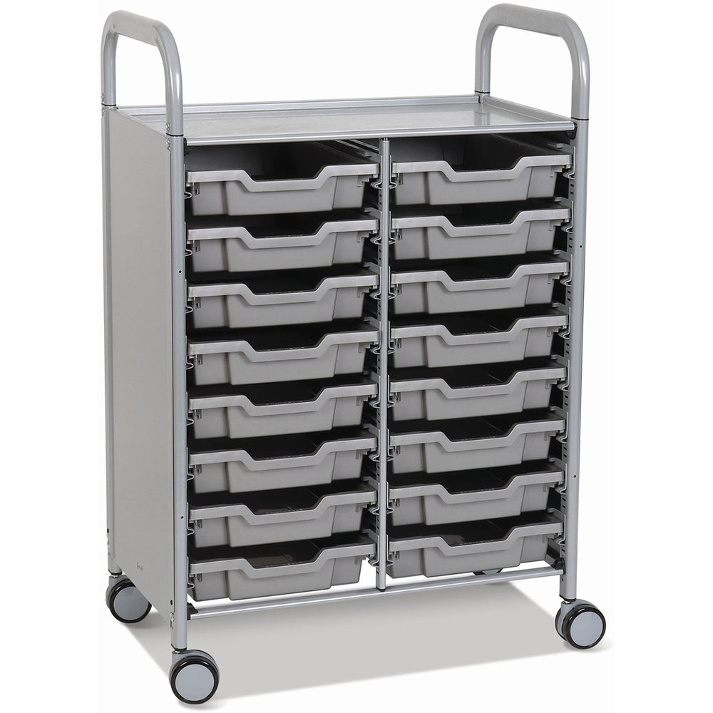 Gratnells Callero Double Column School Activity Cart with 16 Shallow Silver F1 Trays