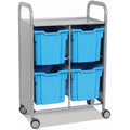 Gratnells Callero Double Metal Cart with 8 Jumbo Cyan Blue Trays
