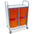 Gratnells Callero Double Metal Cart with 8 Jumbo Flame Red Trays