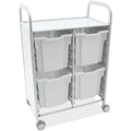Gratnells Callero Double Metal Cart with 8 Jumbo Light Gray Trays