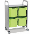 Gratnells Callero Double Metal Cart with 8 Jumbo Jolly Lime Trays