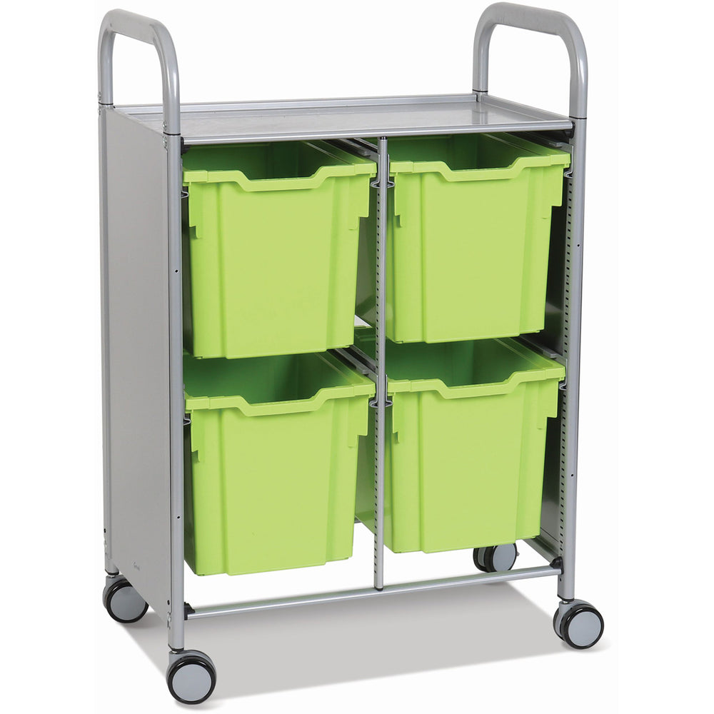 Gratnells Callero Double Metal Cart with 8 Jumbo Jolly Lime Trays