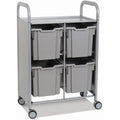 Gratnells Callero Double Metal Cart with 8 Jumbo Silver Trays
