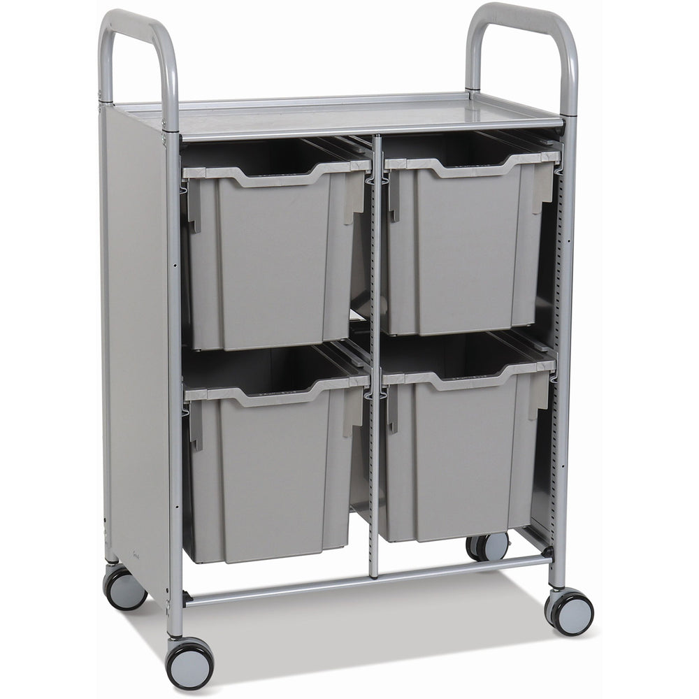 Gratnells Callero Double Metal Cart with 8 Jumbo Silver Trays