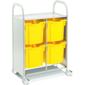 Gratnells Callero Double Metal Cart with 8 Jumbo Sunshine Yellow Trays