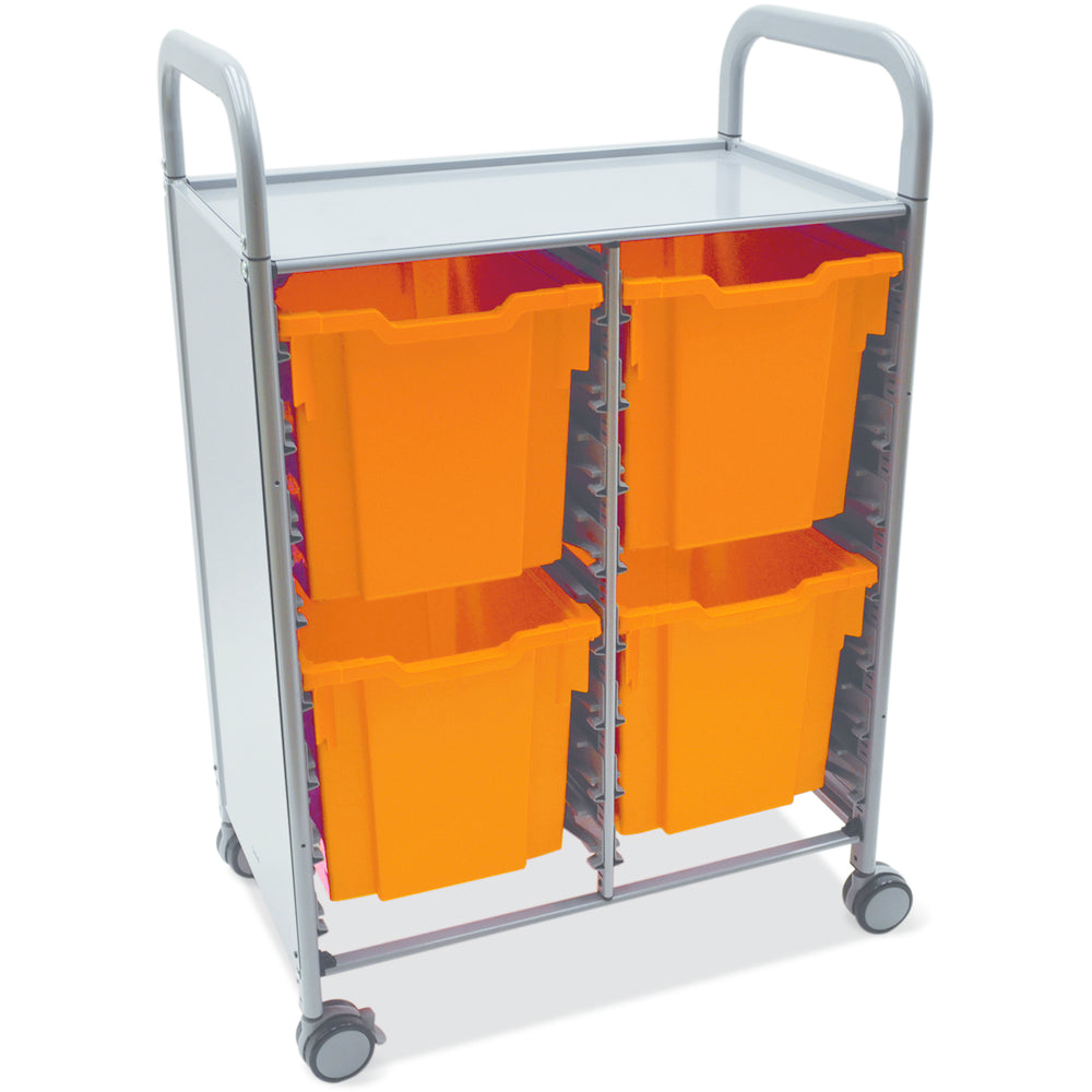Gratnells Callero Double Metal Cart with 8 Jumbo Trays – Tropical Orange
