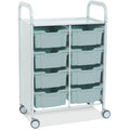 Gratnells Callero Double Metal School Activity Cart with 8 Deep Silver F2 Trays