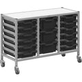 Gratnells Dynamis Lab & Healthcare Low Triple Cart with Jet Black Trays