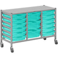 Gratnells Dynamis Lab & Healthcare Low Triple Cart with Kiwi Translucent Trays