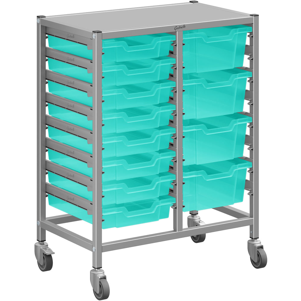 Gratnells Dynamis Lab & Healthcare Mid Double Cart with 12 Kiwi Trays