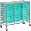 Gratnells Dynamis Lab & Healthcare Mid Triple Cart with 24 Kiwi Deep Trays