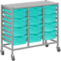 Gratnells Dynamis Lab & Healthcare Mid Triple Cart with 12 Kiwi Deep Trays