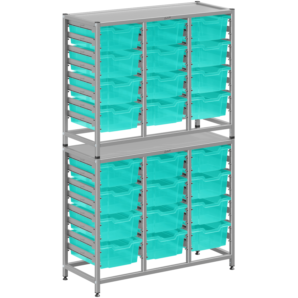 Gratnells Dynamis Lab & Healthcare Combo Cart with 24 Deep Kiwi Antimicrobial Trays