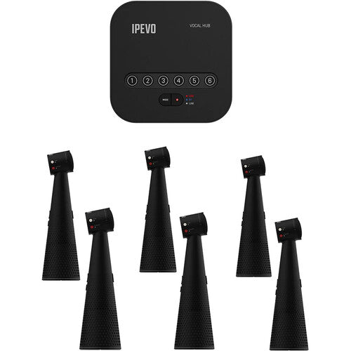 IPEVO ENSEMBLE 6 VOCAL Speakerphones + Wireless HUB Bundle