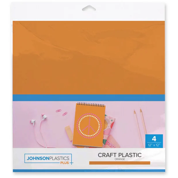 FLUX Craft Plastic Acrylic Sheets - Orange, 12 x 12 in, 0.025 in Thick, 4-Pack
