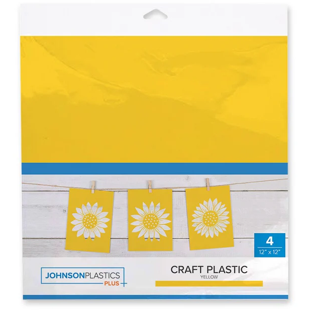 FLUX Craft Plastic Acrylic Sheets Yellow 12" x 12" - 4 Pack (.025")