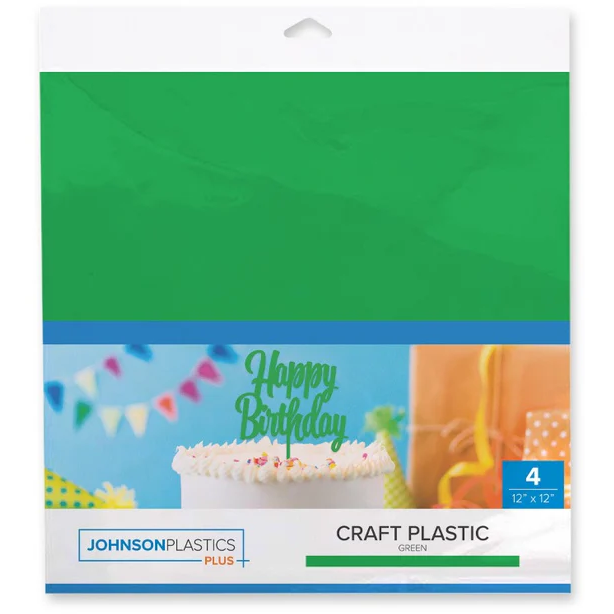 FLUX Craft Plastic Acrylic Sheets - Green, 12" x 12", 0.025", 4-Pack